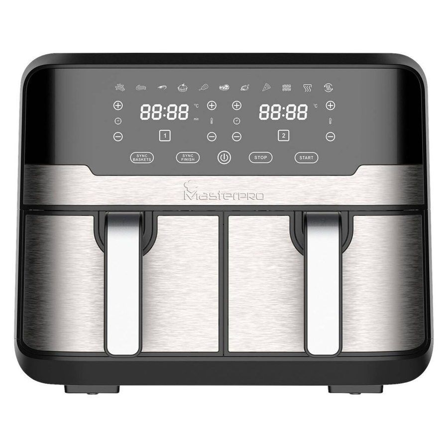 MASTERPRO Heißluftfritteuse Doppelbehälter BGMP-9178-BK in Silber und Schwarz mit Digitalanzeige und Dual-Zone-Funktion, B/H/T: 45 x 35,5 x 38 cm, 9 l - Bild 4