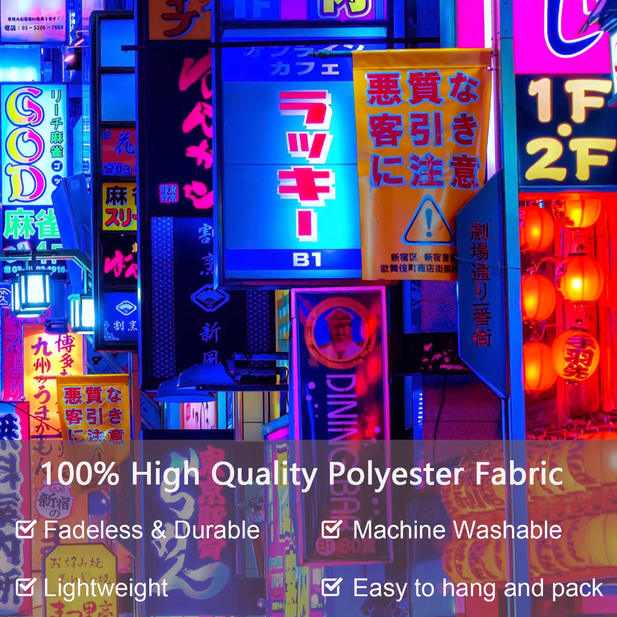 VIKAMA Tokyo City Fluoreszierender Wandteppich, Mehrfarbig, B/H: 60 x 40 cm - Bild 3