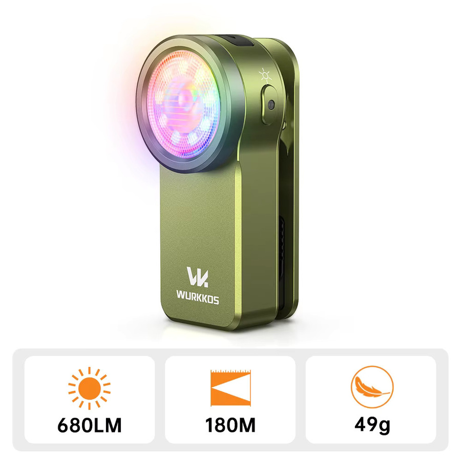 Wurkkos HD03 RGB EDC Taschenlampe mit 680 Lumen, USB-C wiederaufladbar, Spot und Flood mit Magnet-Clip und COB-Licht - Bild 7