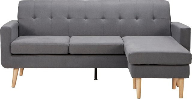 Bessagi Home Wohnlandschaft Tamara in Grau aus Webstoff mit L-Form und Holzrahmen, B/T/H: 196 x 143 x 83 cm - Bild 1