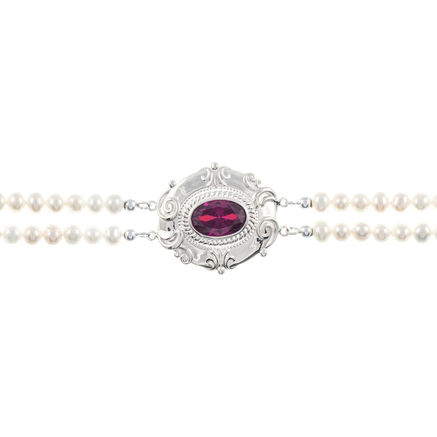 Collier Choker 925 Silber, Zirkonia, Perle, Damen - Bild 1