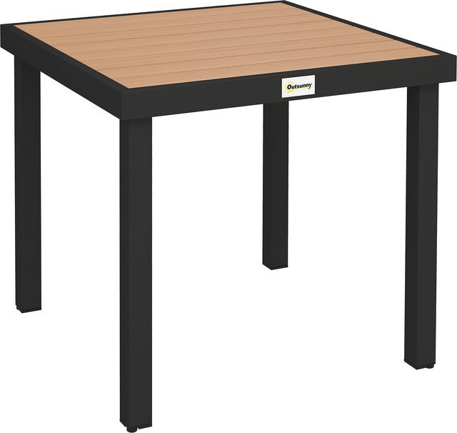 Outsunny Gartentisch für 4 Personen aus Aluminium und Kunststoff, Schwarz/Braun, B/T/H: 80 x 80 x 74 cm - Bild 1