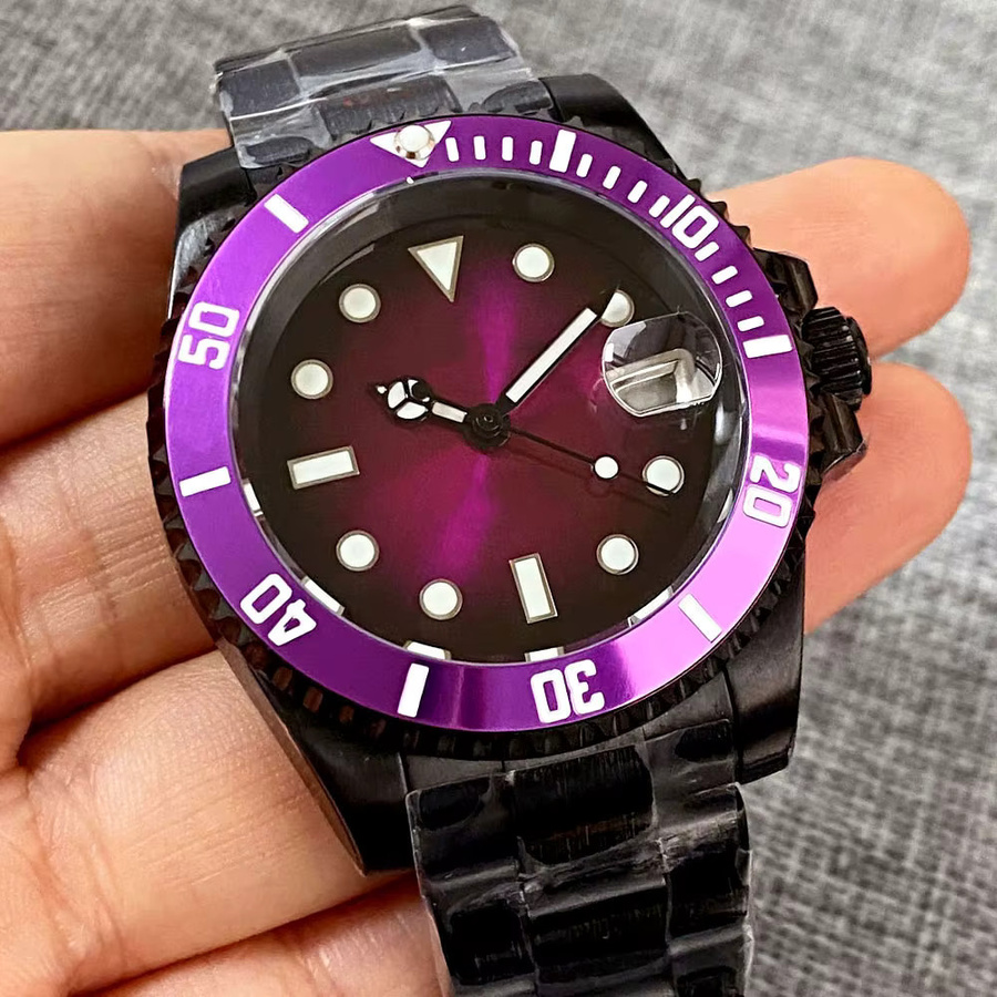 Tandorio Armbanduhr, Taucheruhr, Automatik, Edelstahl, 40 mm, Herren, Lila Zifferblatt - Bild 3