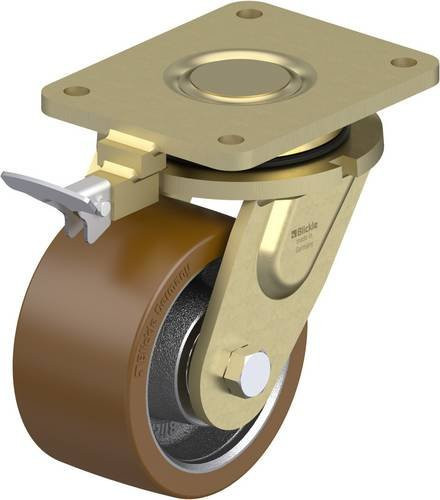 Blickle Lenkrolle LS-GB 154K-RI4 mit Feststeller, Rad-Durchmesser: 150 mm, Tragfähigkeit: 1200 kg, Farbe: Silber/Mehrfarbig - Bild 1