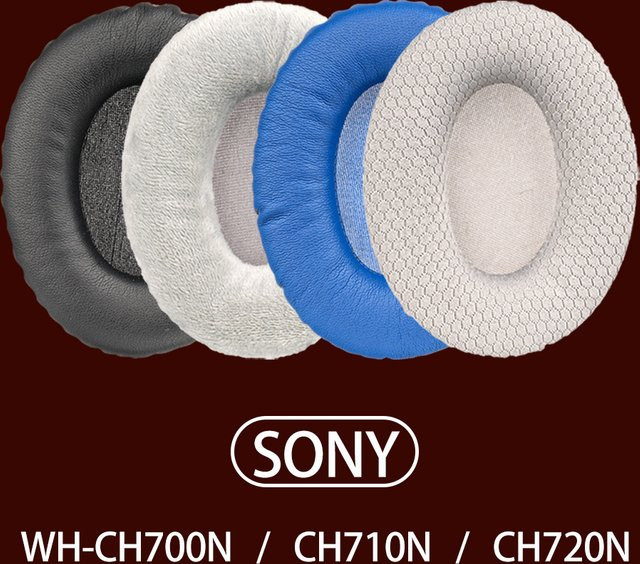 Sony Ersatz Ohrpolster aus Mesh-Stoff und Velour-Leder für WH-CH700N, CH710N und CH720N Over-Ear Kopfhörer in Ovaler Form - Bild 1