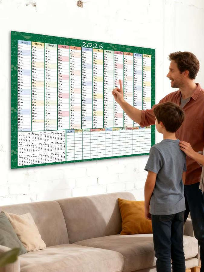 Großer Wandkalender 2026 mit Tipps-Etiketten für Schule und Zuhause, B/H: 73,66 x 50,8 cm - Bild 4