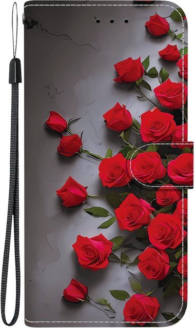 Handgefertigte PU-Leder-Klapphülle für Xiaomi Redmi Note 11 und Redmi Note 11S (4G) mit Herz/Rose Katze Design in Rosa - Bild 1