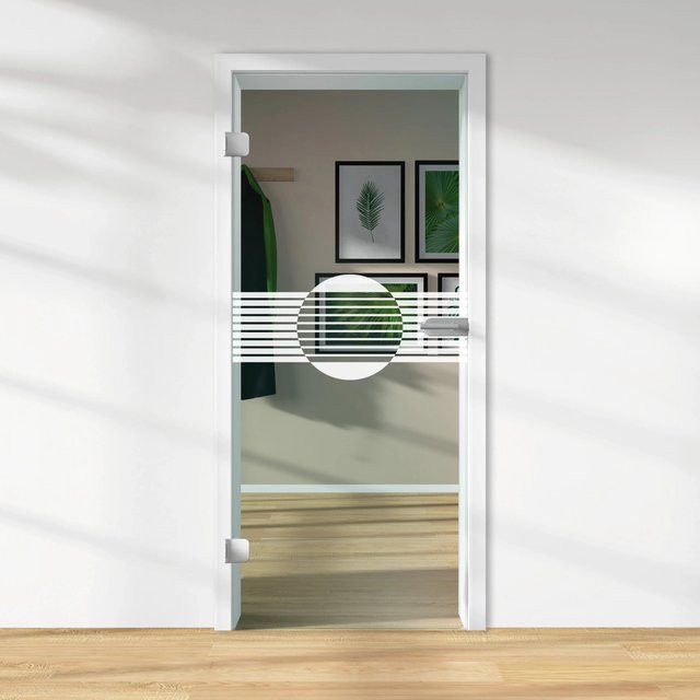 Skyscope Glasdrehtür ESG Floatglas mit Lasermattierung, transparent, DIN Links, H x B x T: 197,2 x 83,4 x 0,8 cm - Bild 1