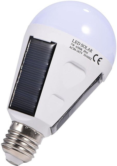 GoolRC Solar LED Glühbirne 7W mit Haken, Wasserdichte Tragbare Notfalllampe für Camping und Garten in Weiß - Bild 1