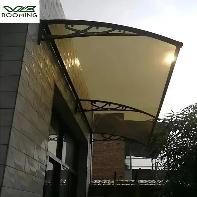 Außenbaldachin für Sonnenschirme mit transparentem Polycarbonat-Tür und Halterung aus Aluminiumlegierung in Schwarz - Bild 1