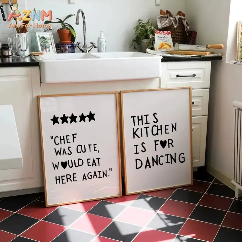AZNM La Cocina Wandkunst mit minimalistischem Herz und Typografie auf Leinwand - Bild 2