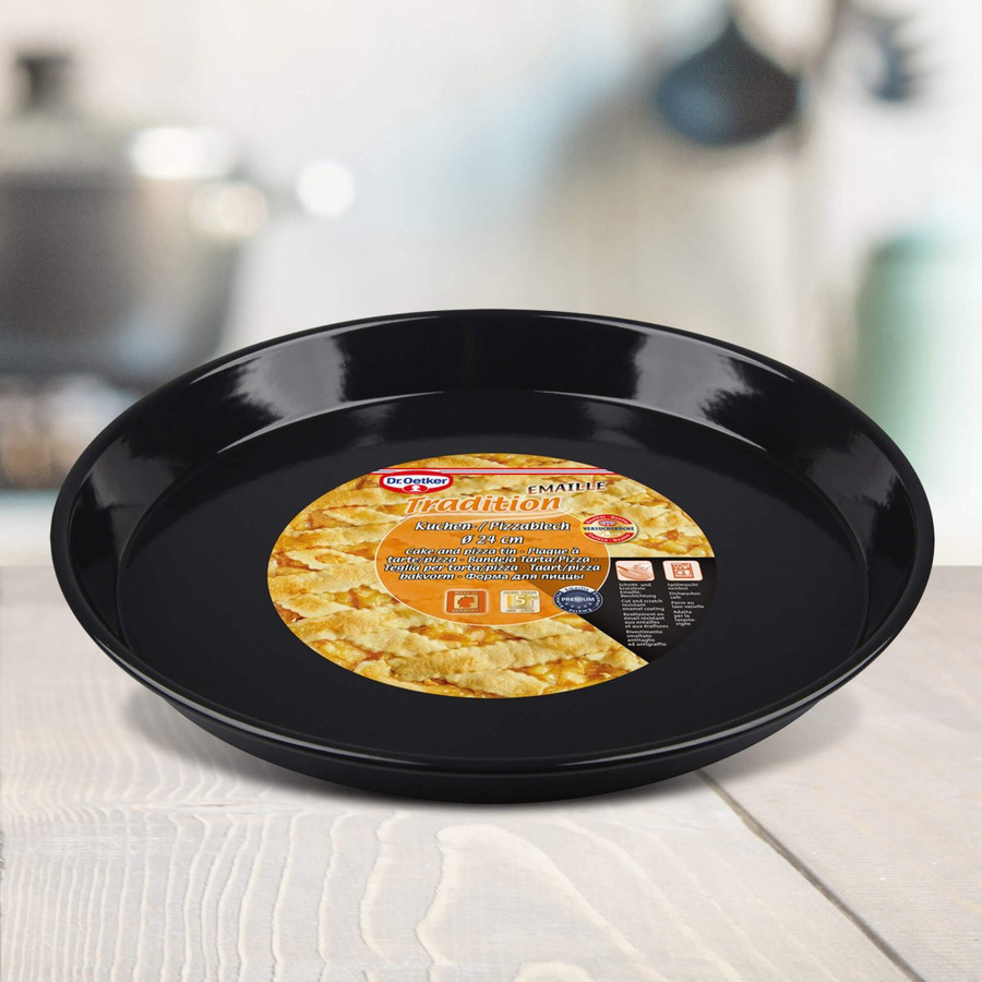 Dr. Oetker Pizzablech Tradition aus Emaille, Schwarz, Durchmesser: 24 cm - Bild 2