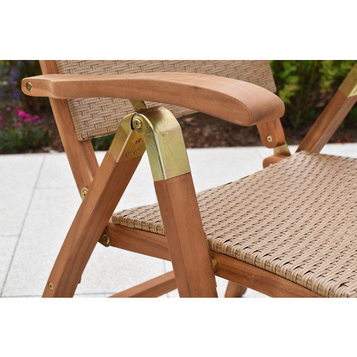 Merxx Gartenmöbelset Capri 7-teilig mit Ausziehtisch und 6 Sitzplätzen aus Akazienholz und Kunststoffgeflecht in Beige und Braun - Bild 2