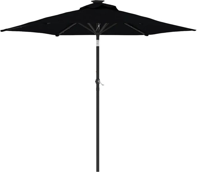 vidaXL Sonnenschirm mit LED und Stahlmast in Schwarz, B/T/H: 225 x 225 x 212 cm - Bild 1