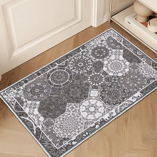 VIKAMA Marokko gewaschener Kaschmirimitat-Teppich rutschfest und weich für Schlafzimmer, Küche oder Badezimmer - Bild 1