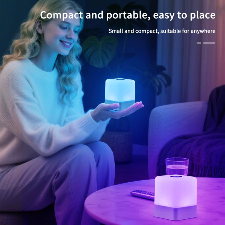 ATcomm RGB Touch-Nachtlicht, dimmbare wiederaufladbare Schreibtischlampe in Weiß für Schlafzimmer und Wohnzimmer - Bild 2
