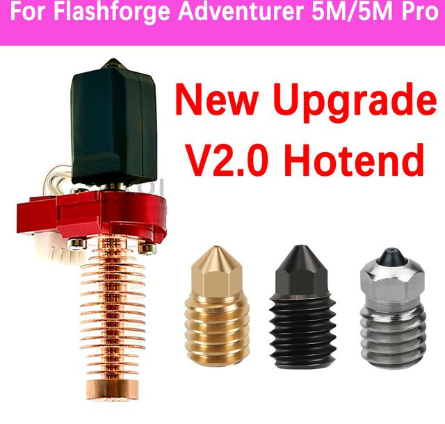 Flashforge Upgrade V2 Hotend Set für Adventurer 5M und 5M Pro mit Keramik-Heizblock und gehärteter Stahldüse bis 280 Grad Celsius - Bild 1