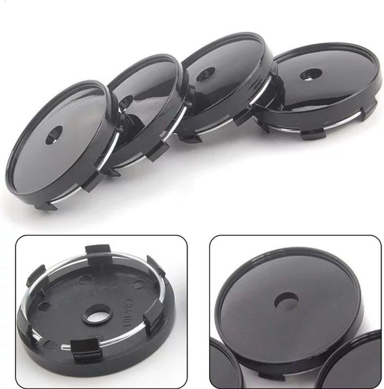 4 Stück Universal Auto Radnabenmittenkappen ohne Logo in Schwarz, Durchmesser: 60 mm - Bild 1