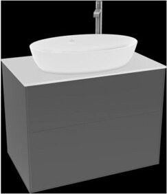 V&B Waschtischunterschrank Finion mit Wandbeleuchtung, Farbe: Weiß und Anthrazit matt, Breite: 80 cm, Tiefe: 50,1 cm - Bild 1