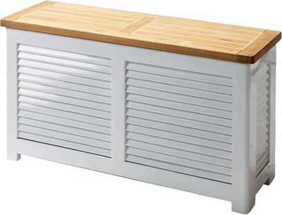 Cinas Aufbewahrungsbox Storage aus Teakholz in Weiss-Hellbraun B/T/H: 90 x 48 x 48 cm - Bild 1