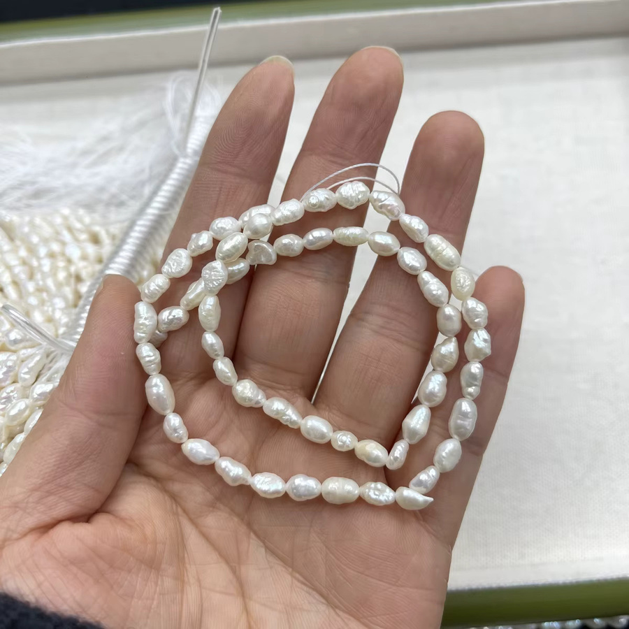 Perlen, weiße natürliche Süßwasserperlen, 5–6 mm, Unisex - Bild 3