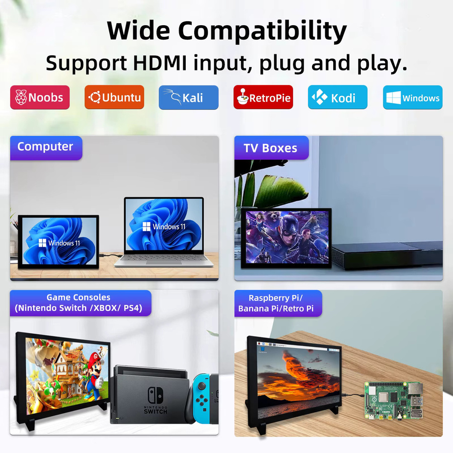 IPistBit 10,1 Zoll Raspberry Pi IPS Touchscreen Monitor in Schwarz mit 1280 x 800 Auflösung und HDMI Anschluss für Raspberry Pi 5/4/3/2/Zero/B/B+ - Bild 5