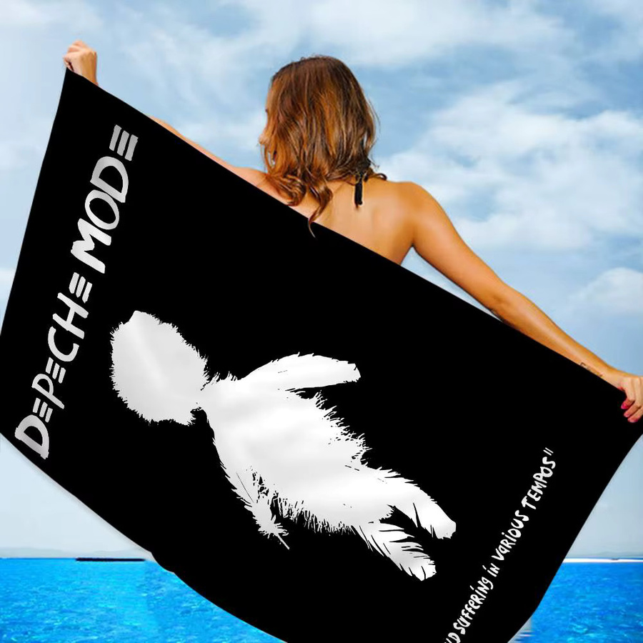 D-Depeche Mod Personalisierbares Strandtuch für Mädchen aus Mikrofaser, schnelltrocknend und sandfrei, Mehrfarbig - Bild 2