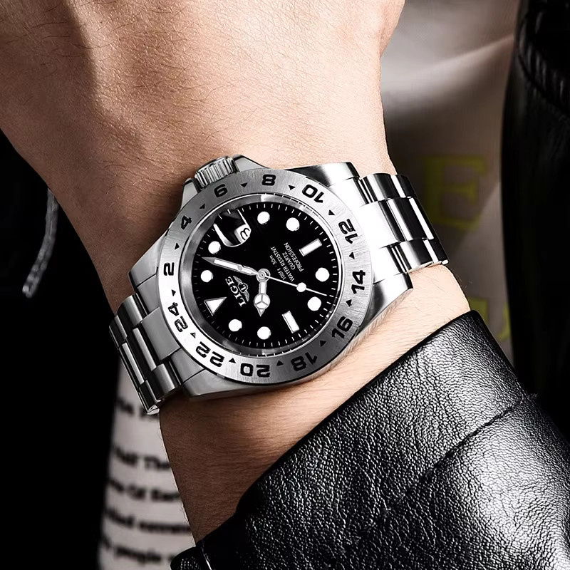 LIGE Chronograph, Quarz, Edelstahl, Schwarz, Herren - Bild 5