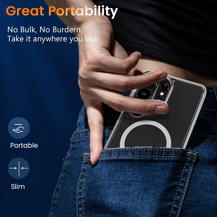 Magnetische transparente Handyhülle für Samsung Galaxy S26 S25 S24 Ultra Plus Edge FE, kratzfeste und stoßfeste Schutzhülle in Klar - Bild 2