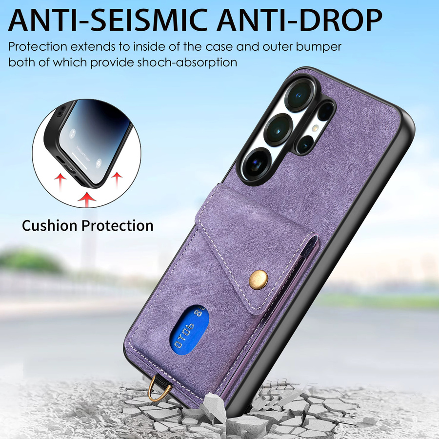 Luxuriöse magnetische Geldbörse-Schutzhülle mit Kartenhalter für Samsung Galaxy S26 Ultra, S25, S24 und S23 Ultra in Purple - Bild 2