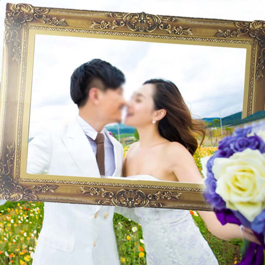 Kesoto Vintage Papier Photo Booth Selfie Rahmen in Antique für Hochzeit, Geburtstag und Party, B: 48 cm, H: 34 cm, T: 2 cm - Bild 2