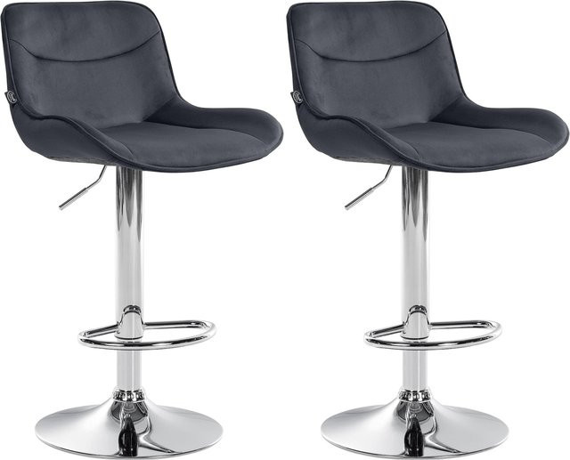 2er Set Barhocker Vonore aus Samt mit Lehne, höhenverstellbar und 360 Grad drehbar mit Fußstütze und Metallgestell - Bild 1