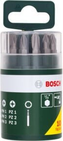 Bosch Promoline Bit-Set 10-teilig mit Schlitz, Kreuzschlitz Phillips und Kreuzschlitz Pozidriv - Bild 2