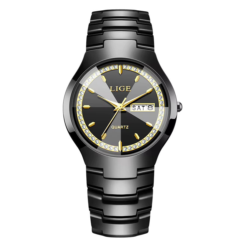 LIGE Armbanduhr Keramik, Quarz, Schwarz, Damen, Wochenkalender - Bild 7