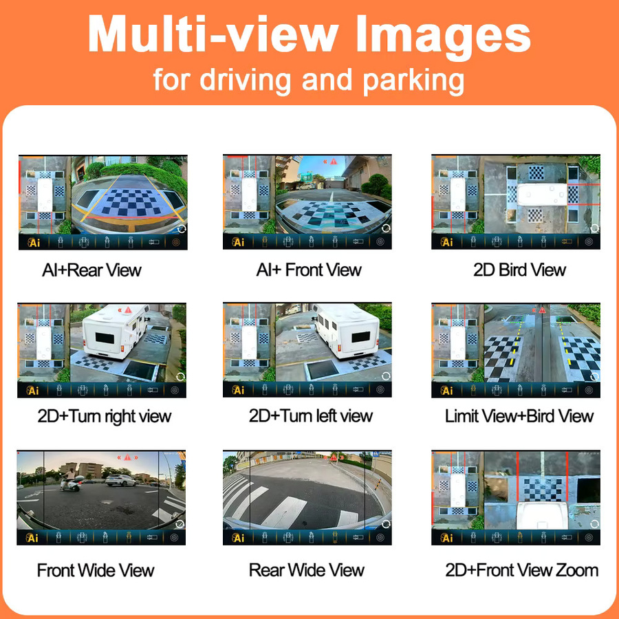 Carsanbo 360-Grad Panorama-Autokamera mit 4 Kameras, 10,25 Zoll Monitor und DVR-Aufzeichnungsfunktion, Schwarz - Bild 4