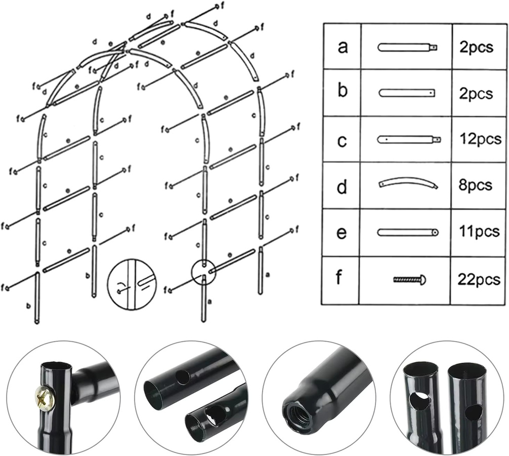 Forever Speed Rosenbogen Metall Pergola Rankhilfe Rankgitter Torbogen H: 240 cm, B: 140 cm, T: 38 cm - Bild 2
