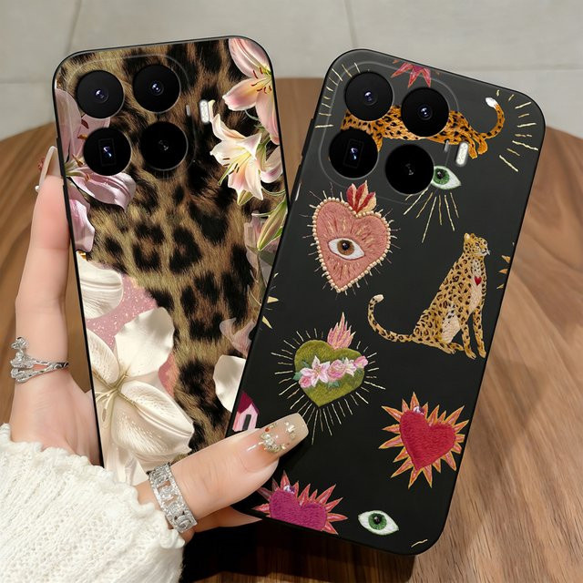 Schutzhülle für Xiaomi 17T Pro 5G mit Leoparden- und Blumenmuster aus mattem Silikon in Multicolour - Bild 1