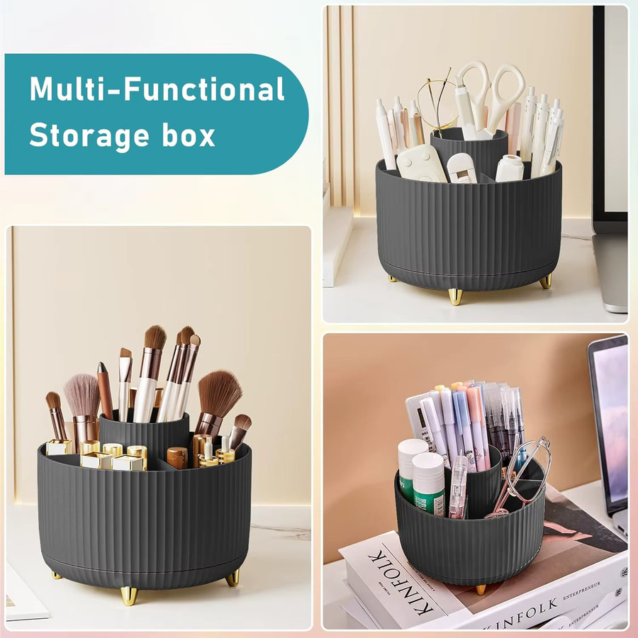 RUNTOIN 360 Grad rotierender Make-up-Organizer mit 5 Fächern in Schwarz - Bild 4