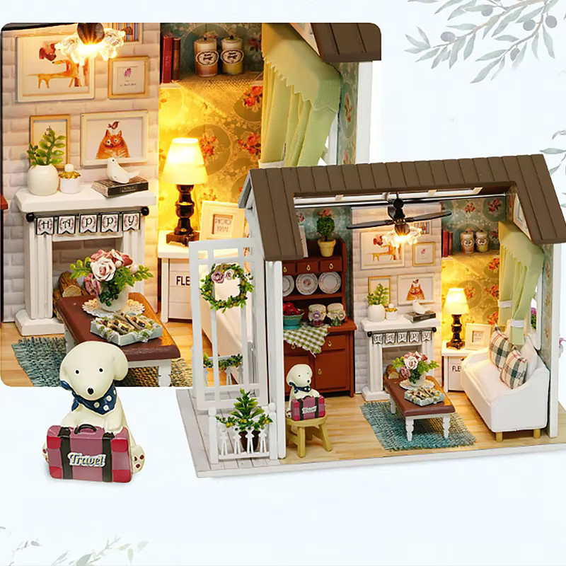 zuuton DIY Miniatur Puppenhaus Gebäude, Holz, Montage Haus Spielzeug - Bild 3