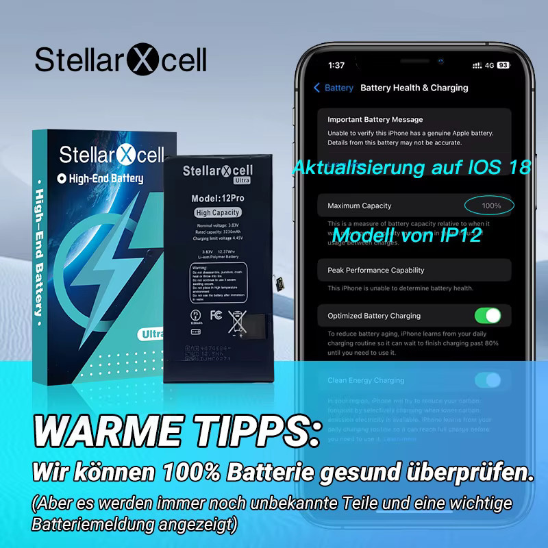 StellarXcell Ultra Akku für iPhone 12, 12 Pro und 12 Pro Max in Schwarz - Bild 3