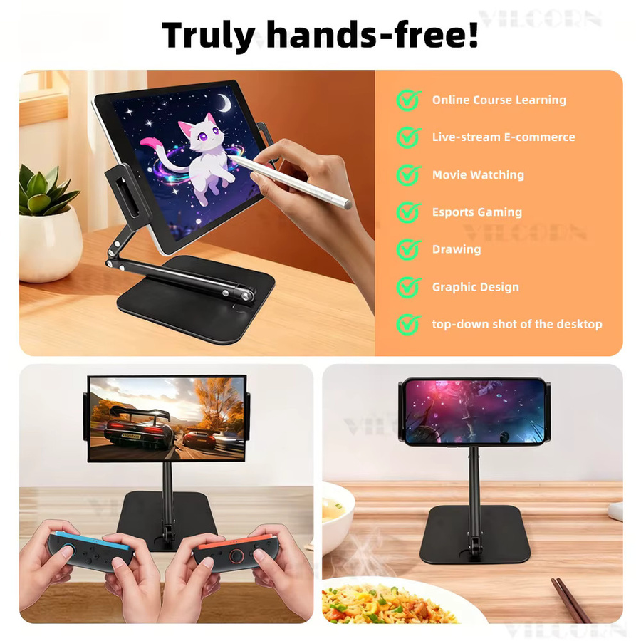 VILCORN Verstellbarer Desktop-Ständerhalter für Nintendo Switch OLED, Switch 2 und NS Lite in Schwarz - Bild 3