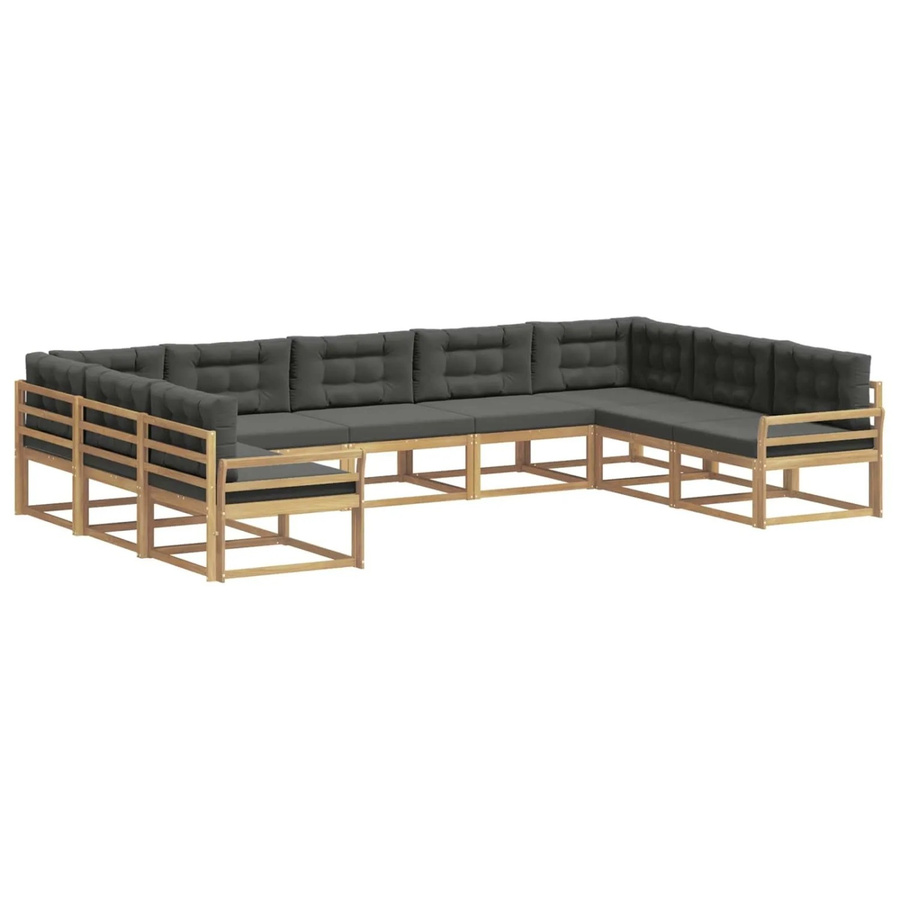 vidaXL Outdoor-Sofagarnitur in U-Form aus massivem Akazienholz mit Kissen in Anthrazit und Weiß - Bild 2