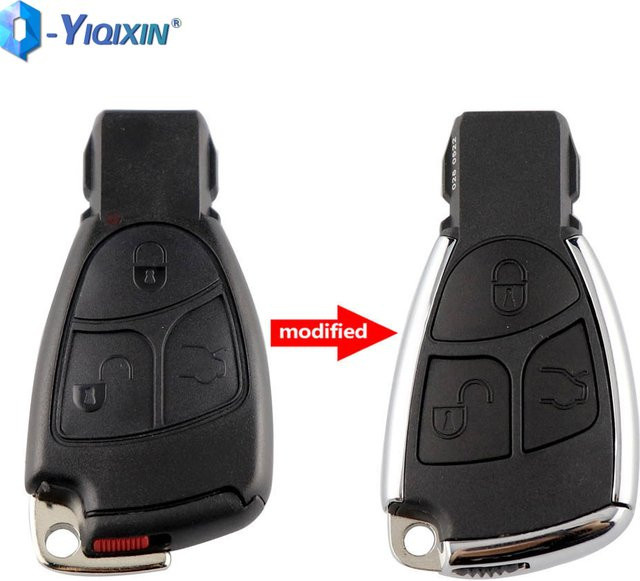 YIQIXIN Modifizierte Auto Fernbedienung Schlüsselhülle für Mercedes Benz W211 W203 W204 W205 W210 W212 C M E CL SL ML S CLK CLA in Schwarz mit 3 Tasten - Bild 1