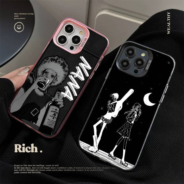 Stoßfeste iPhone Handyhülle im japanischen Anime NANA Musik Design in Schwarz - Bild 1