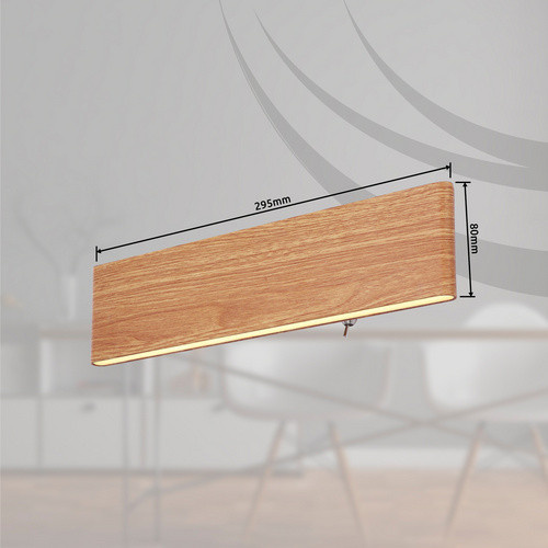 Globo LED-Wandleuchte Siegfried in brauner Holzoptik, B/H: 29,5 x 8 cm - Bild 3
