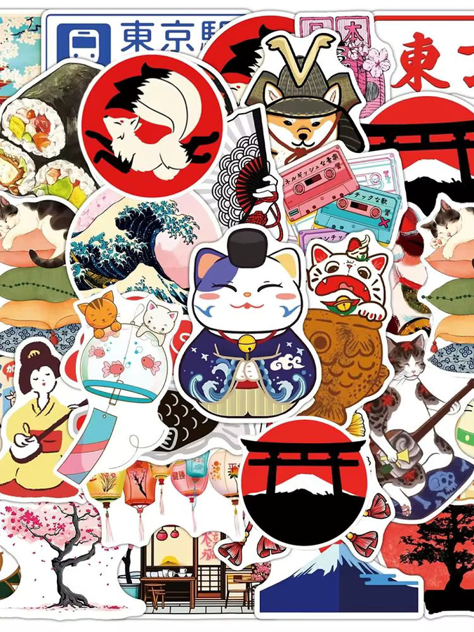 Rspctou Japanische traditionelle Kultur-Cartoon-Aufkleber, 10-teiliges Set, multicolor - Bild 4