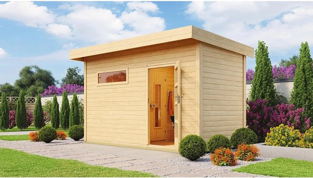 WEKA Saunahaus Farsund mit Vorraum in Beige, B/T/H: 390 x 186,6 x 253 cm, ohne Ofen - Bild 1