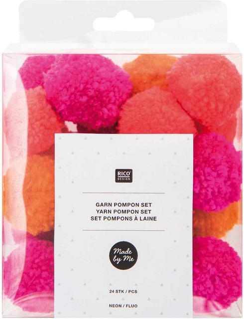 Rico Design Garn Pompons in Neon Mix, 24 Stück, Multicolor - Bild 1