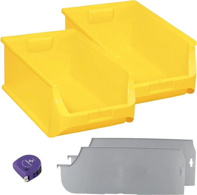 vasalat Set Stapelboxen Größe 5 mit Trennsteg, 2 Stück, Gelb, B: 50,0 cm, T: 31,0 cm, H: 20,0 cm - Bild 1
