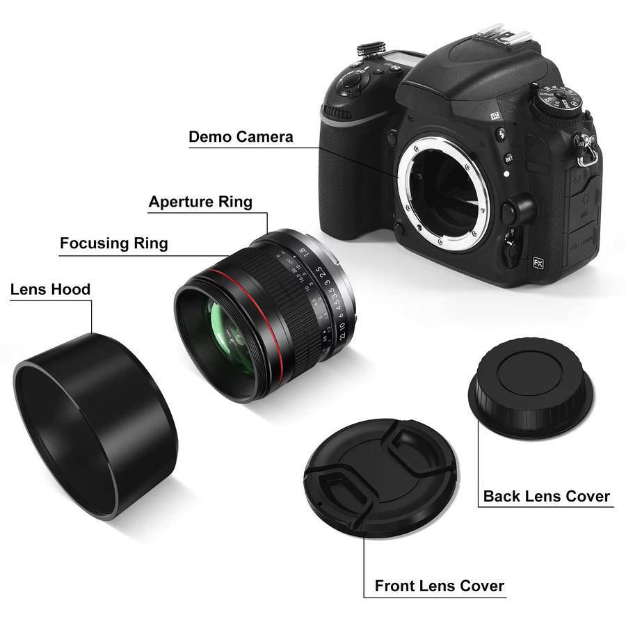 Lightdow 85 mm f/1.8 Porträtobjektiv für Canon Sony Nikon DSLR-Kameras in Schwarz mit manuellem Fokus - Bild 3
